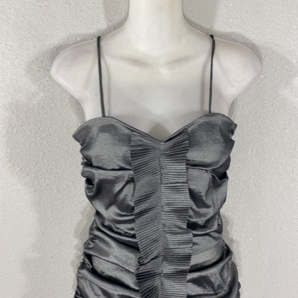 NWT Calvin Klein gunmetal silver gray ruching bodycon dress 4 N21 - Picture 2 of 11